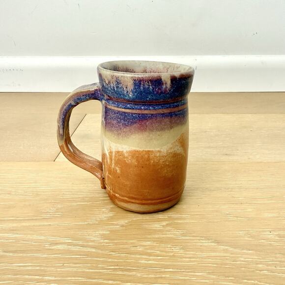 Unique Handmade Stoneware Mug Desert Sunset Glaze Tankard Style Cabin - Picture 2 of 6